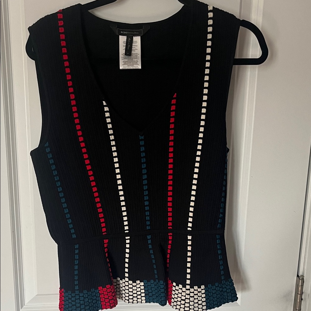 BCBGMaxAzria Black Knit Two-Piece Set with Red, Teal & White Accents - Picture 3 of 8